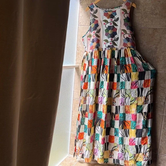 Let Me Be Quilted Patchwork Maxi Dress Anthropologie Sz L New With Tags Pockets! - Picture 16 of 16